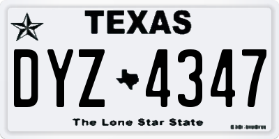 TX license plate DYZ4347