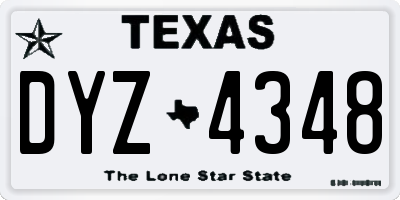 TX license plate DYZ4348