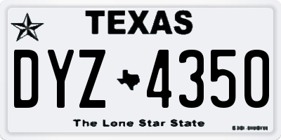 TX license plate DYZ4350