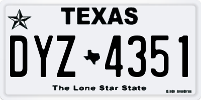 TX license plate DYZ4351