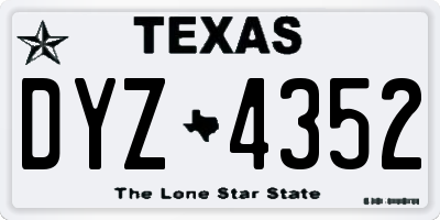 TX license plate DYZ4352