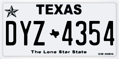 TX license plate DYZ4354