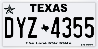 TX license plate DYZ4355