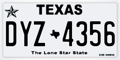 TX license plate DYZ4356