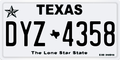 TX license plate DYZ4358