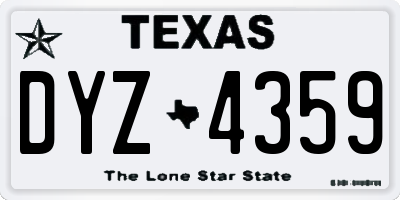TX license plate DYZ4359