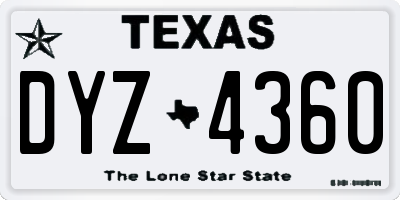TX license plate DYZ4360