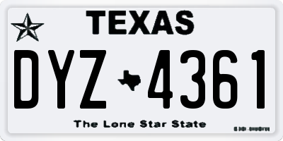 TX license plate DYZ4361