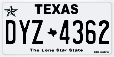 TX license plate DYZ4362