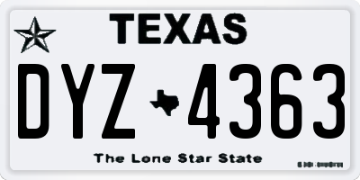 TX license plate DYZ4363