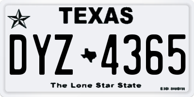 TX license plate DYZ4365