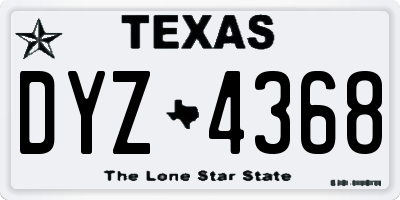 TX license plate DYZ4368
