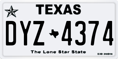 TX license plate DYZ4374