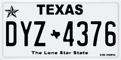 TX license plate DYZ4376