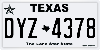 TX license plate DYZ4378