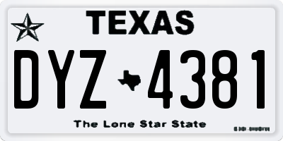 TX license plate DYZ4381