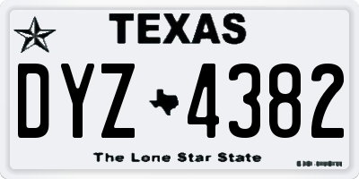 TX license plate DYZ4382