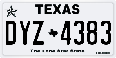 TX license plate DYZ4383
