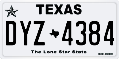 TX license plate DYZ4384