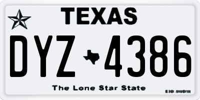 TX license plate DYZ4386