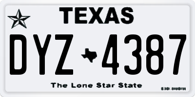 TX license plate DYZ4387