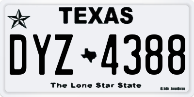 TX license plate DYZ4388