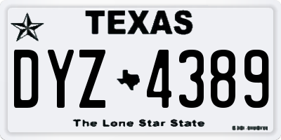 TX license plate DYZ4389