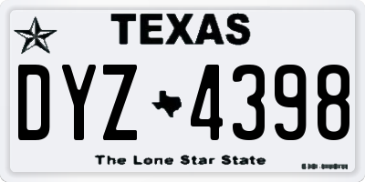 TX license plate DYZ4398