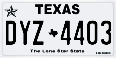 TX license plate DYZ4403