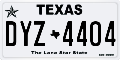 TX license plate DYZ4404