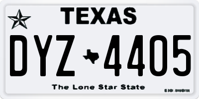 TX license plate DYZ4405