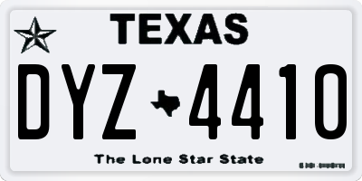 TX license plate DYZ4410