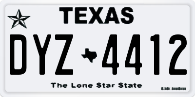 TX license plate DYZ4412
