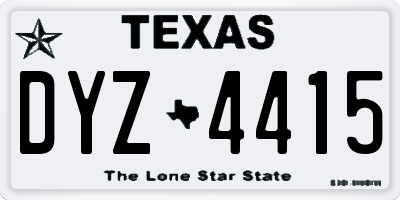 TX license plate DYZ4415