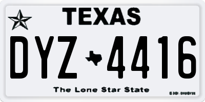 TX license plate DYZ4416