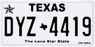 TX license plate DYZ4419