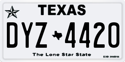 TX license plate DYZ4420