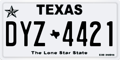 TX license plate DYZ4421
