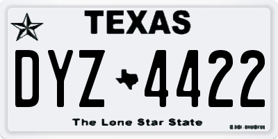 TX license plate DYZ4422