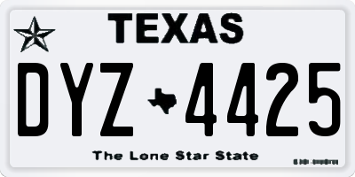 TX license plate DYZ4425