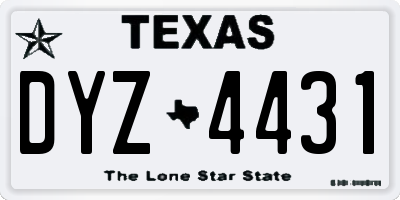 TX license plate DYZ4431