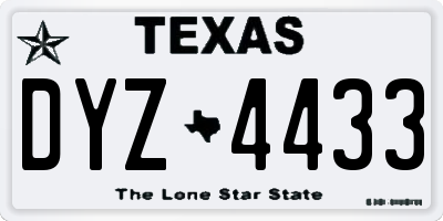TX license plate DYZ4433