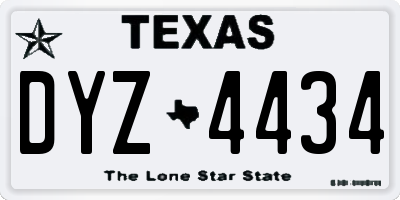 TX license plate DYZ4434