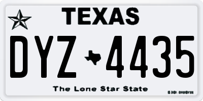 TX license plate DYZ4435