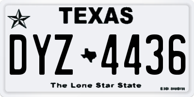 TX license plate DYZ4436