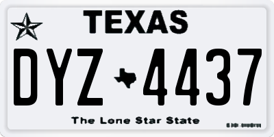 TX license plate DYZ4437