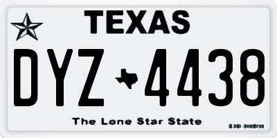 TX license plate DYZ4438