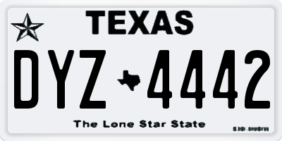 TX license plate DYZ4442