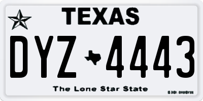 TX license plate DYZ4443
