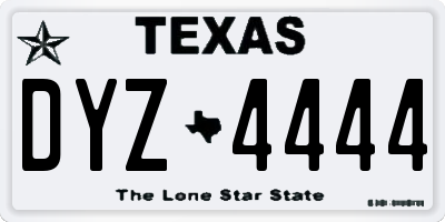 TX license plate DYZ4444